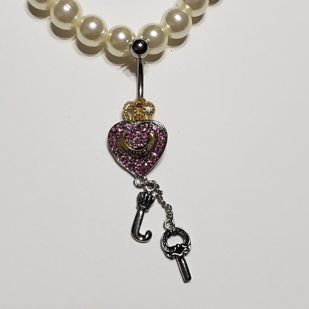 🆕️ Pink Juicy Heart with Key Belly Ring